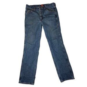 Wrangler Men's Slim Fit 36MWZ Medium Wash Straight Leg Cotton Jeans 34x33.5